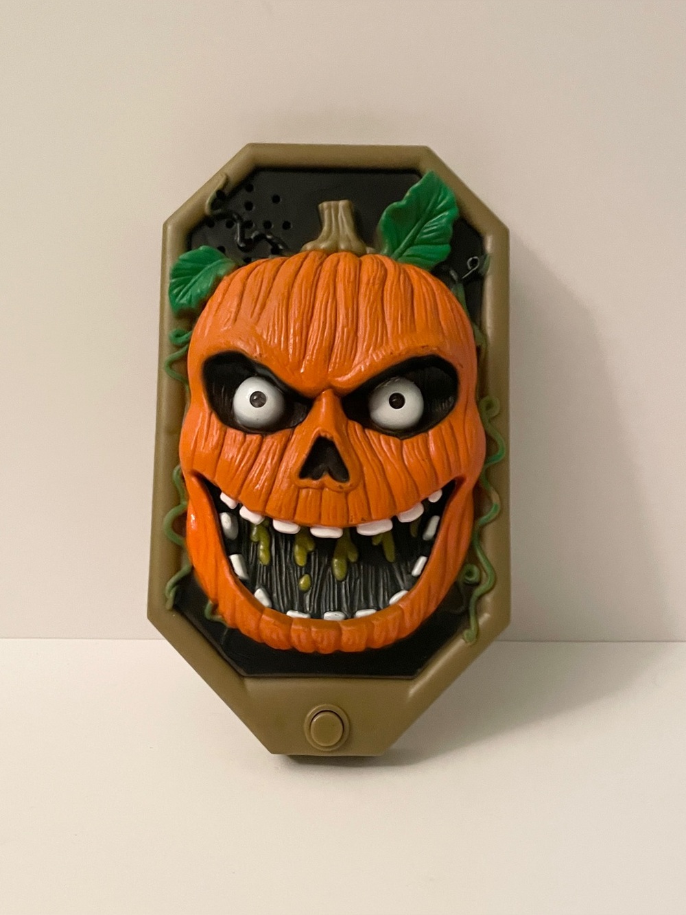 Vintage Halloween Animated Talking Pumpkin Doorbell Light Up Eyes Spooky Sound